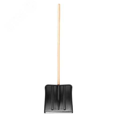 Лопата для уборки снега пластиковая, 380х385х1420 мм, оцинк.планка, дерев.черенок - фото 2