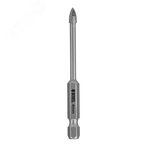 Сверло по керамической плитке 4 мм, крестовая пластина, 6-гр. хвостовик - фото 2