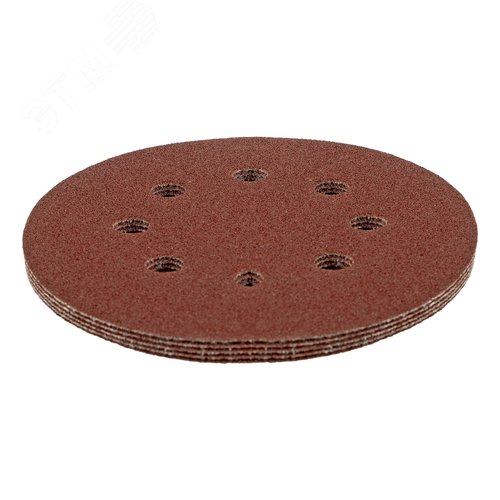 Круг абразивный на ворсовой подложке под липучку, перфорированный, P 100, 125 мм, 5 шт. - фото 1