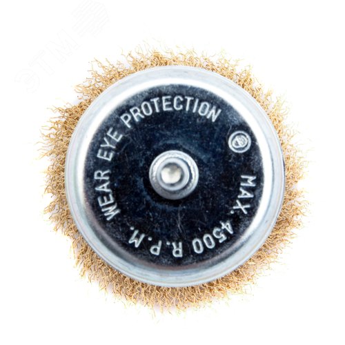 Щетка для дрели, 75 мм, чашка со шпилькой, латунированная витая проволока - фото 2