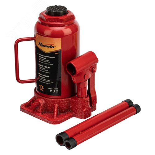 Домкрат гидравлический бутылочный, 12 т, h подъема 210-400 мм - фото 1