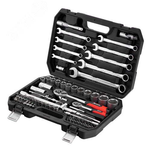 Набор инструментов, 1/2, 1/4, пластиковый кейс, 82 предмета - фото 1