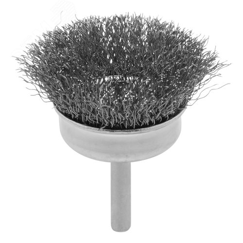 Щетка для дрели, 50 мм, чашка со шпилькой 6 мм, витая проволока, 0,3мм - фото 2