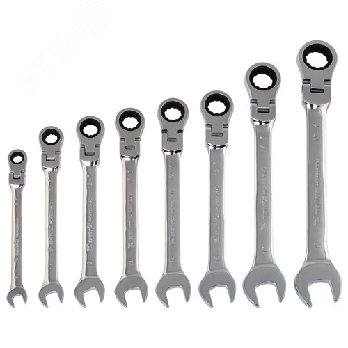 Изображение товара Набор ключей комбинированных трещоточных шарнирных 8-19 мм, 8 шт., CrV (шт)