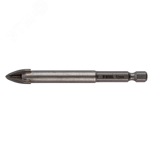 Сверло по керамической плитке 12 мм, крестовая пластина, 6-гр. хвостовик - фото 2