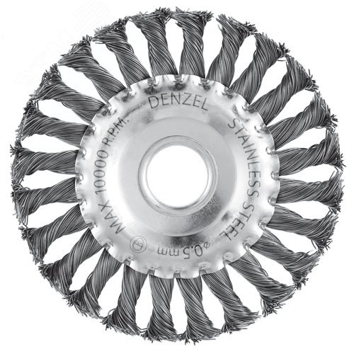 Щетка для УШМ, 125 мм, Плоская, крученая нержавеющая проволока 0,5 мм, посадка 22,2 мм - фото 2