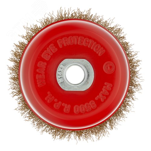 Щетка для УШМ, 100 мм, М14, чашка, латунированная витая проволока - фото 3