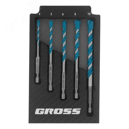 Набор сверл универсальных, Multipurpose PRO, 6-гр. хвостовик, 4-10мм, 5шт - фото 1