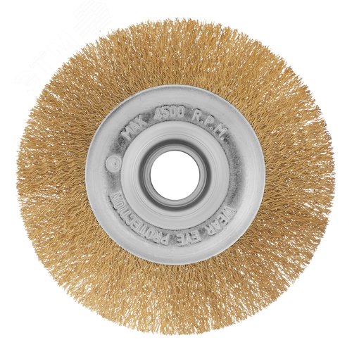 Щетка для УШМ, 150 мм, посадка 22,2 мм, плоская, латунированная витая проволока - фото 2