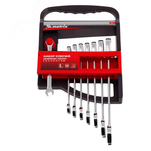 Изображение товара Набор ключей комбинированных трещоточных 8-19 мм, 8 шт., CrV (шт)