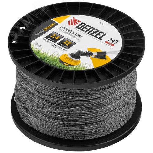 Леска для триммера двухкомпонентная витой квадрат, 2,4мм х 243м, на DIN катушке EXTRA CORD - фото 2