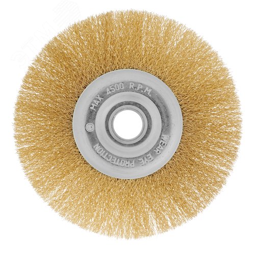 Щетка для УШМ, 175 мм, посадка 22,2 мм, плоская, латунированная витая проволока - фото 2