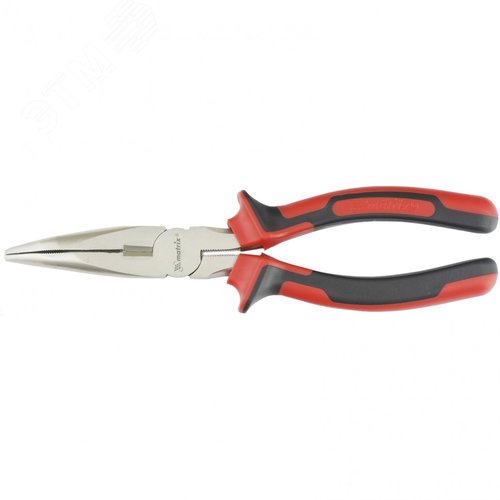 Изображение товара Длинногубцы NICKEL, 200 мм, изогнутые никелированные, двухкомпонентные рукоятки (шт)