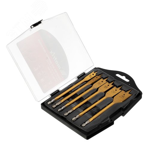 Набор сверл перовых по дереву, 10-12-16-18-20-25 мм, 6 шт., пластик. кейс - фото 2