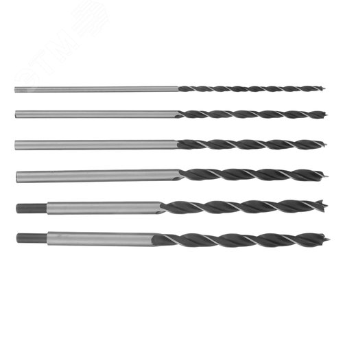 Набор сверл по дереву, 6-8-10-12-13-14 мм, L 300 мм, 6 шт., цилиндрический хвостовик - фото 1