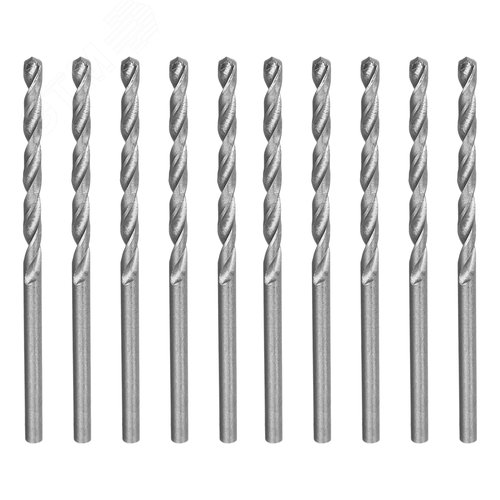Сверло по металлу, 2,5 мм, полированное, HSS, 10 шт. цилиндрический хвостовик - фото 1