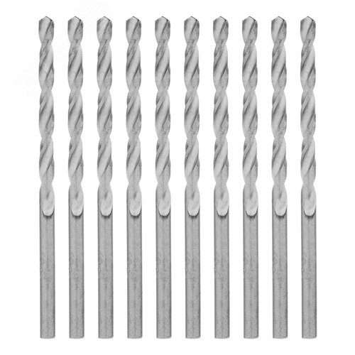 Сверло по металлу, 3,3 мм, полированное, HSS, 10 шт. цилиндрический хвостовик - фото 1