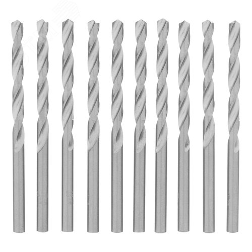 Сверло по металлу, 5,5 мм, полированное, HSS, 10 шт. цилиндрический хвостовик - фото 1