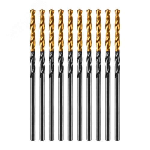 Сверло по металлу, 2 мм, HSS-Tin, Golden Tip, 10 шт. - фото 1