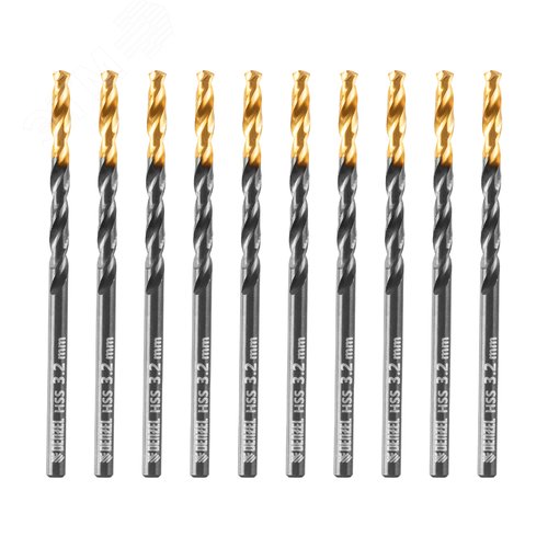 Сверло по металлу, 3,2 мм, HSS-Tin, Golden Tip, 10 шт. - фото 1