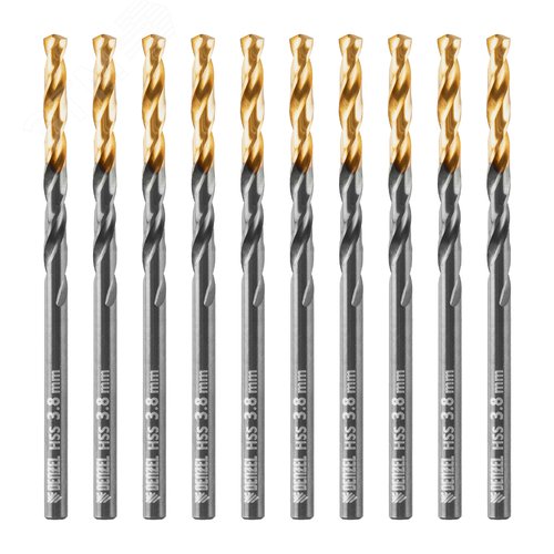 Сверло по металлу, 3,8 мм, HSS-Tin, Golden Tip, 10 шт. - фото 1