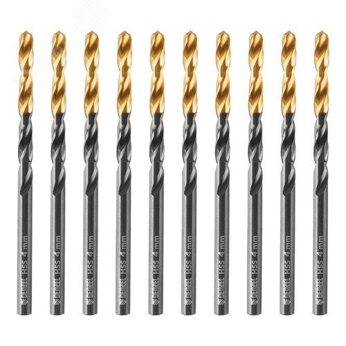Сверло по металлу, 4 мм, HSS-Tin, Golden Tip, 10 шт. - фото 1