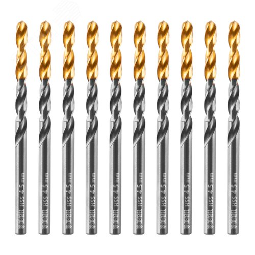Сверло по металлу, 4,5 мм, HSS-Tin, Golden Tip, 10 шт. - фото 1