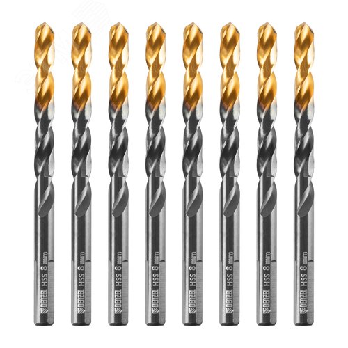 Сверло по металлу, 8 мм, HSS-Tin, Golden Tip, 8 шт. - фото 1