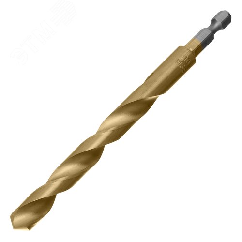 Сверло по металлу, 10 мм, HSS, нитридтитановое покрытие, 6-гранный хвостовик - фото 1