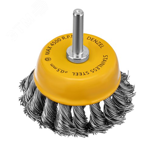 Щетка для дрели, 65 мм, Чашка, со шпилькой, нержавеющая крученая проволока - фото 1