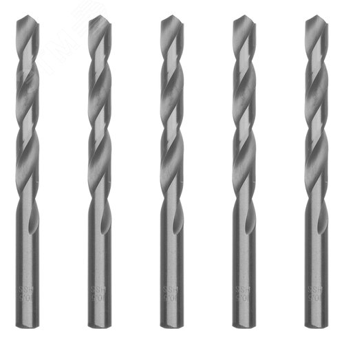 Сверло по металлу, 10,5 мм, полированное, HSS, 5 шт. цилиндрический хвостовик - фото 1