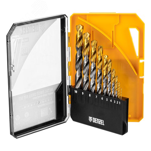 Набор сверл по металлу, 1-10 мм, Р6М5-TiN, Golden Tip, 10 шт - фото 1