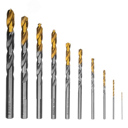 Набор сверл по металлу, 1-10 мм, Р6М5-TiN, Golden Tip, 10 шт - фото 2