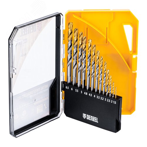 Набор сверл по металлу, 1,5-6,5мм, Р6М5-TiN, Golden Tip, 13 шт - фото 1