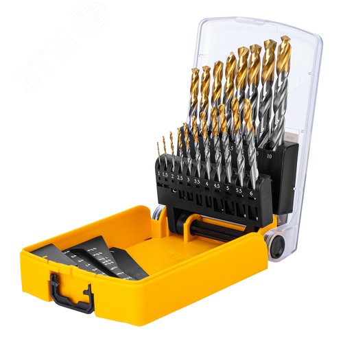 Набор сверл по металлу, 1-10 мм, Р6М5-TiN, Golden Tip, 19 шт - фото 1