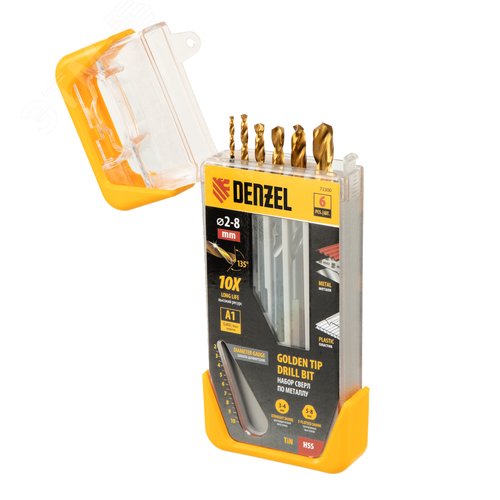 Набор сверл по металлу, 2-3-4-5-6-8 мм, HSS-Tin, Golden Tip, 6 шт - фото 1