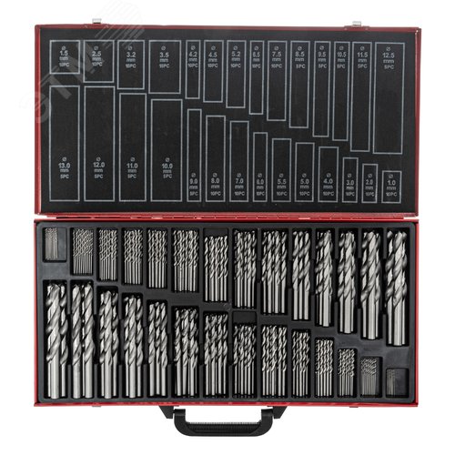 Набор сверл по металлу, 1-13 мм, 230 шт., HSS, в металлическом кейсе - фото 1