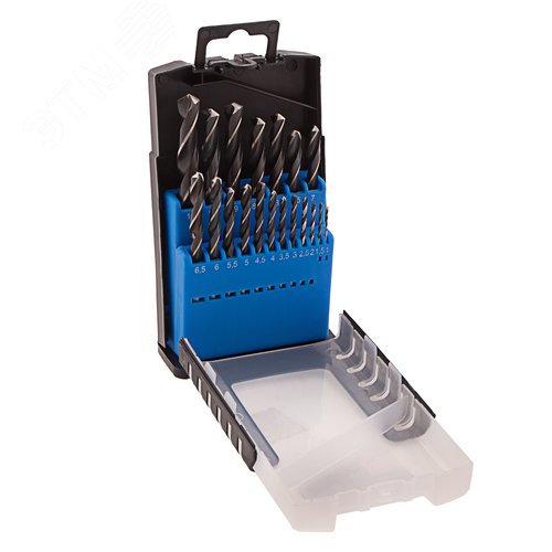 Набор сверл по металлу, 1-10 мм (через 0,5 мм), 19 шт., Р6М5, прокат, цилиндр. хвост., бокс - фото 1