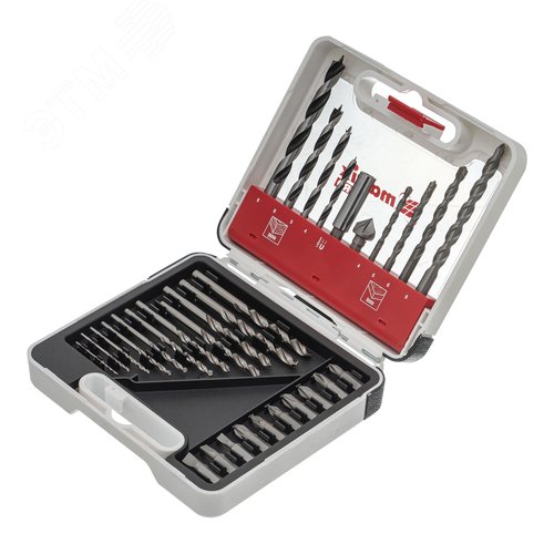 Набор сверл комб., мет.1-6мм,бетон 4-8мм,дер.4-8 мм,биты 10шт,адап., зенковка, 31пр., PRO - фото 1