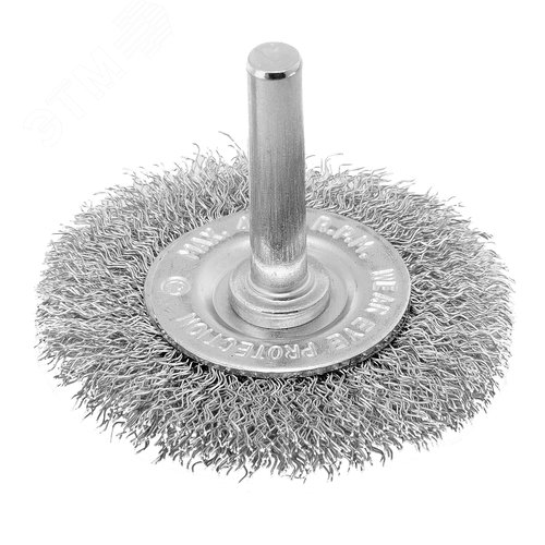 Щетка для дрели, 60 мм, плоская со шпилькой, витая проволока 0,3мм - фото 1