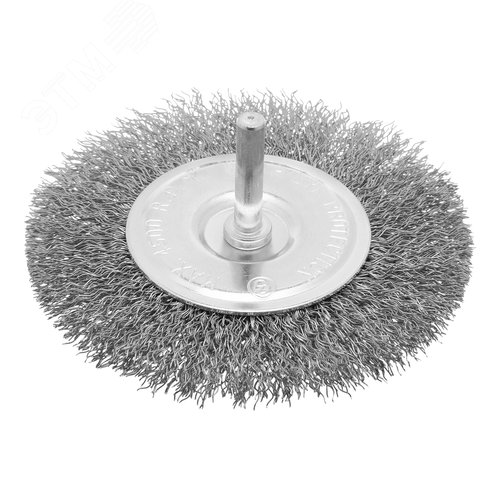 Щетка для дрели 100 мм, плоская со шпилькой, витая проволока 0,3 мм - фото 1