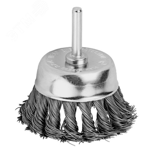 Щетка для дрели, 65 мм, чашка со шпилькой, крученая металлическая проволока - фото 1
