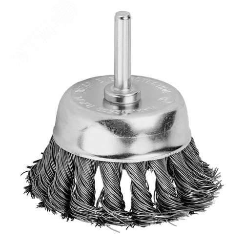 Щетка для дрели, 75 мм, чашка со шпилькой, крученая металлическая проволока - фото 1
