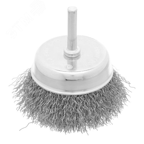 Щетка для дрели, 75 мм, чашка со шпилькой, витая проволока 0,3 мм - фото 1