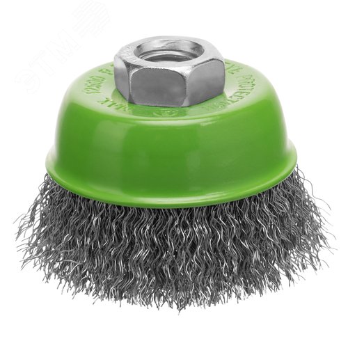 Щетка для УШМ, 65 мм, М14, чашка, витая проволока, 0,3 мм - фото 1