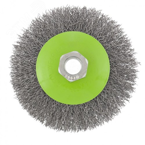Щетка для УШМ, 100 мм, М14, тарелка, витая проволока 0,3 мм - фото 1