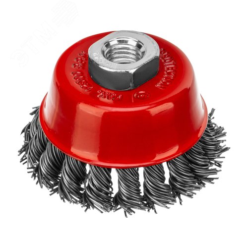 Щетка для УШМ, 75 мм, М14, Чашка, крученая проволока 0,8 мм - фото 1