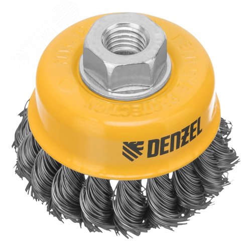 Щетка для УШМ, 75 мм, М14, Чашка, крученая нержавеющая проволока 0,5 мм - фото 1