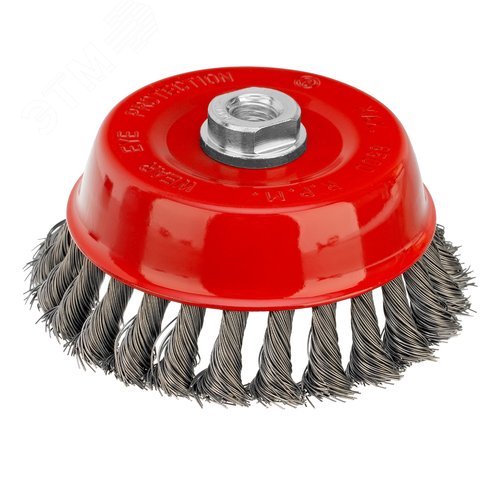 Щетка для УШМ, 125 мм, М14, Чашка, крученая проволока 0,5 мм - фото 1