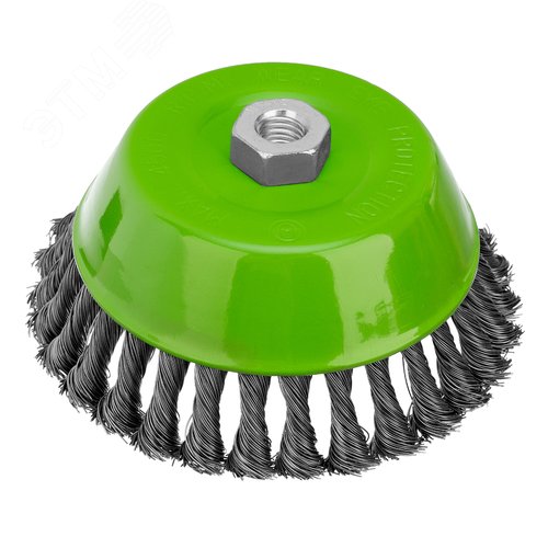 Щетка для УШМ, 150 мм, М14, Чашка, крученая проволока 0,5 мм - фото 1